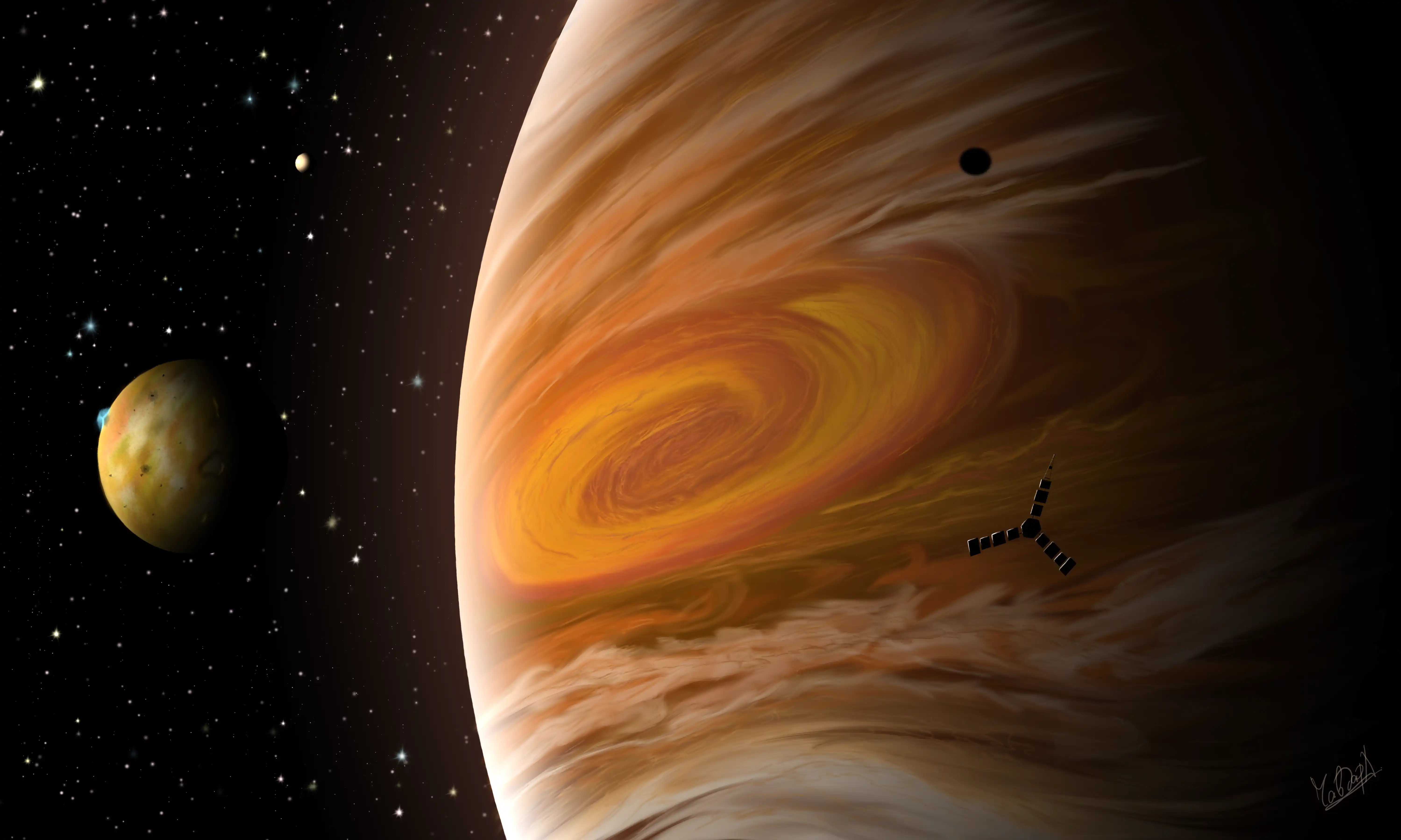 Drawing of Jupiter and Io