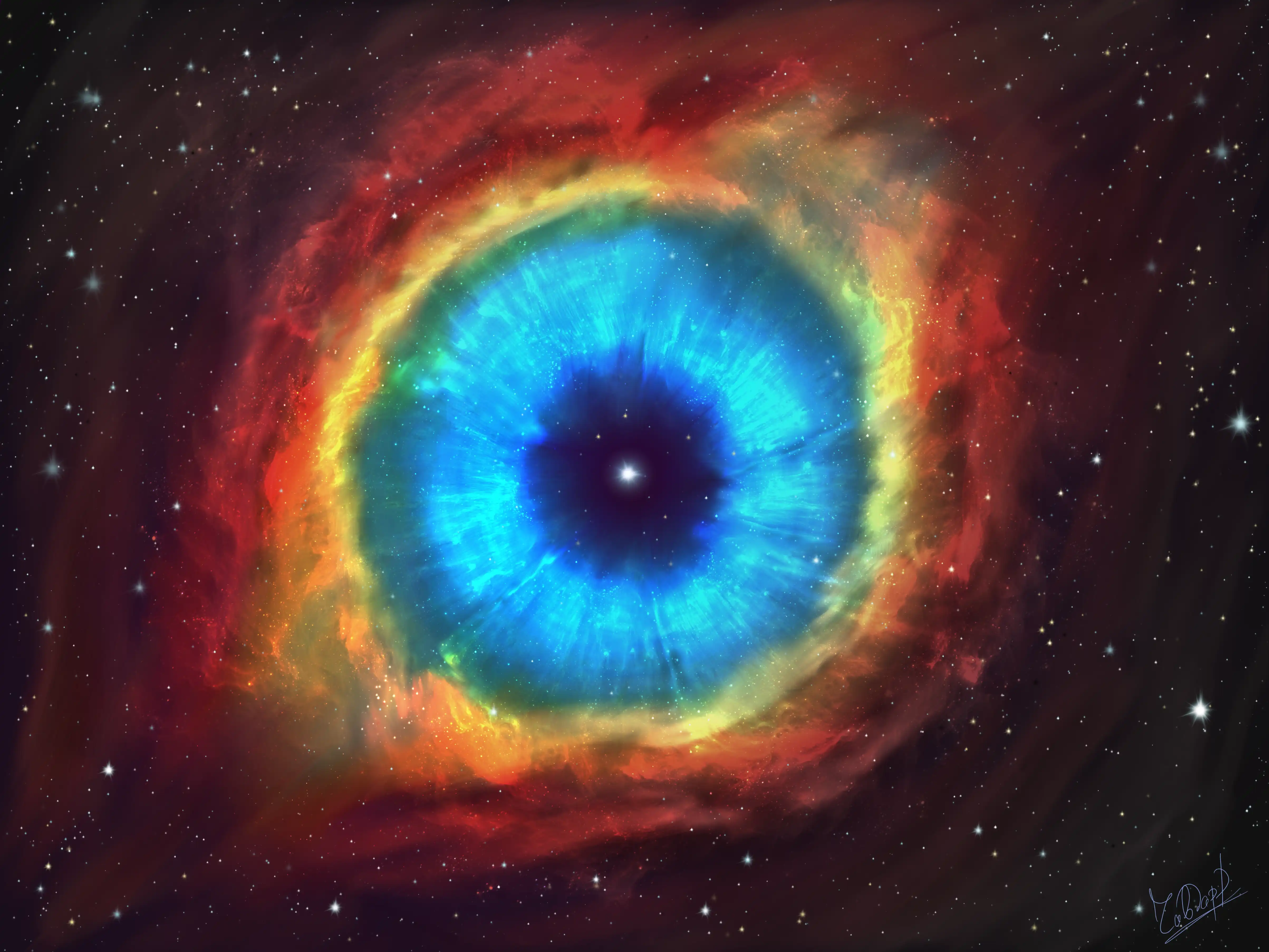 Drawing of M57 The ring nebula